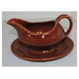 Vintage Fiesta Amberstone sauce boat and stand