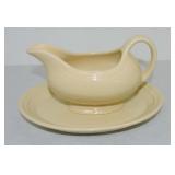 Fiesta Post 86 sauce boat and oval tray, ivory
