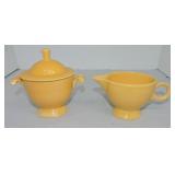 Vintage Fiesta cream & sugar, yellow