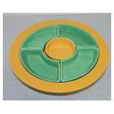 Vintage Fiesta relish tray, yellow tray and