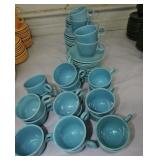 Vintage Fiesta cup & saucer group, turquoise -
