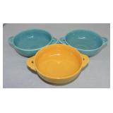 Vintage Fiesta cream soup group, 3 mixed