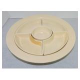 Vintage Fiesta relish tray, all ivory, nick to