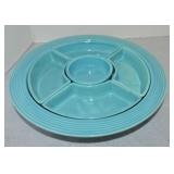Vintage Fiesta relish tray, all turquoise
