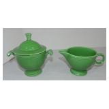 Vintage Fiesta cream & sugar, medium green