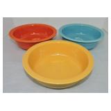 Vintage Fiesta 8 1/2" nappy bowl group, 3 mixed
