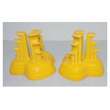 Fiesta Post 86 pair of pyramid candle holders,