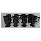 HLC set of 8 pedestal mugs, black