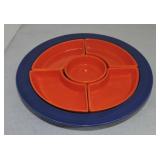 Vintage Fiesta relish tray, cobalt tray, red