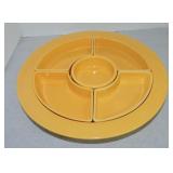 Vintage Fiesta relish tray, all yellow, nick to