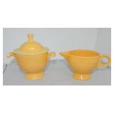 Vintage Fiesta cream & sugar, yellow