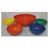 Vintage Fiesta metal 5 pc popcorn bowl set