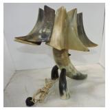 Steer horn unusual table lamp, 14"