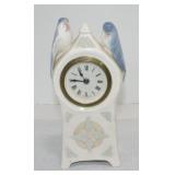 German porcelain clock with 2 birds, 7 1/2"