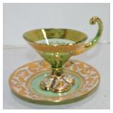 Bohemian enameled cup & saucer