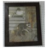 Racoon painting by June Bowen Towns