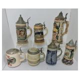 Lot of 7 German steins, various condition