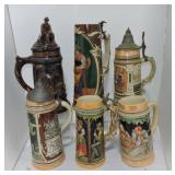 Lot of 6 steins, various condition