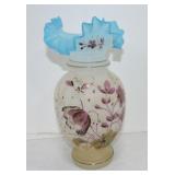 Bristol glass floral enamel 11" vase