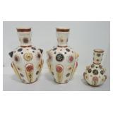 Majolica lot of 3 vases, 6" to 10"