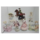 Lot of 7 bisque and porcelain figures, 7 to 10",