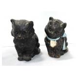 Paper mache lot of 2 black cats, damage to one