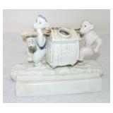 Porcelain pair of monkeys inkwell