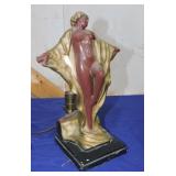 Art Deco lady TV lamp, missing glass panel,