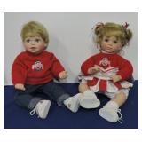 Ohio State pair of cheerleader bisque dolls,