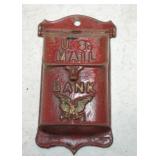 Cast iron US Mail still bank, 5"