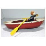 Metal/wood rowing boat floor toy