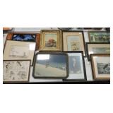 Lot of 10 framed pictures, various condition