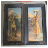 Pair of framed prints, 16 1/2" x 8 1/2"