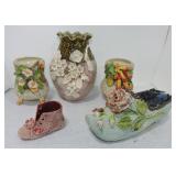 Sand majolica lot of 5 pieces