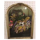 Needlepoint picture of bird and flowers, 23"x17"