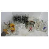 Lot of collector glass tumblers, 7Up, Pepsi, Coca