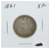 1861 Bust quarter, XF