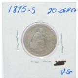 1875-S Twenty cent piece, VG