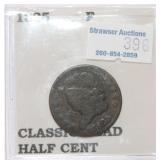 1825 half cent, F