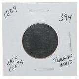 1809 half cent, XF