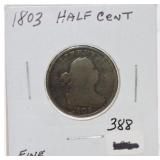 1803 half cent, F