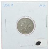 1869 Three cent nickel, AU