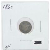 1860 Three cent silver, XF