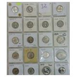 Lot of 20 Washington quarters 1941-58, many BU