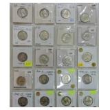 Lot of 20 Washington quarters 1932-41, many BU