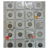 Lot of 22 Barber quarters 1892-1916