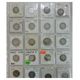 Lot of 20 Barber quarters 1905-1909