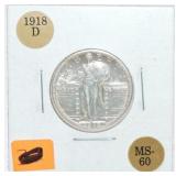 1918-D Standing Liberty quarter, MS60