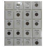 Lincoln cent album 1909-58, 127 coins