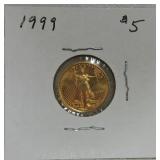 1999 $5 Gold Eagle, 1/10oz .999 gold